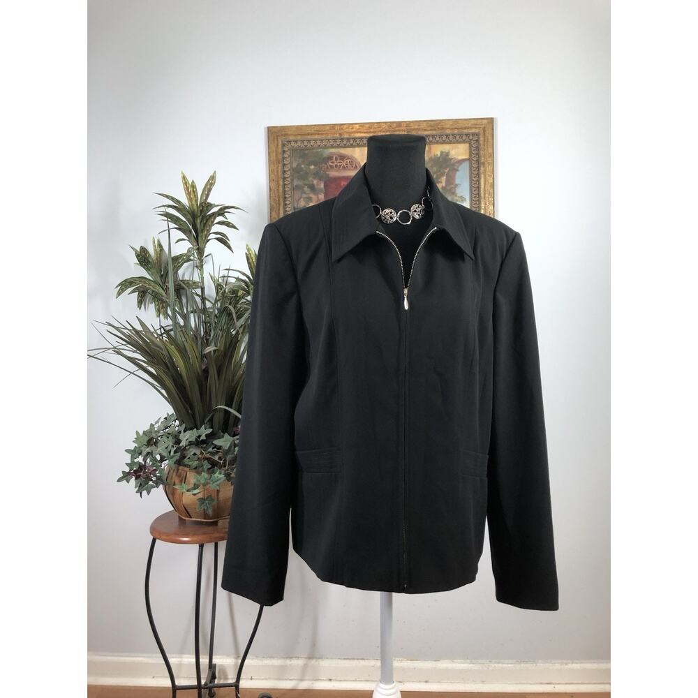 Worthington Women Jacket Size 1X Black Full Zipper Office Siren Clueless Preppy